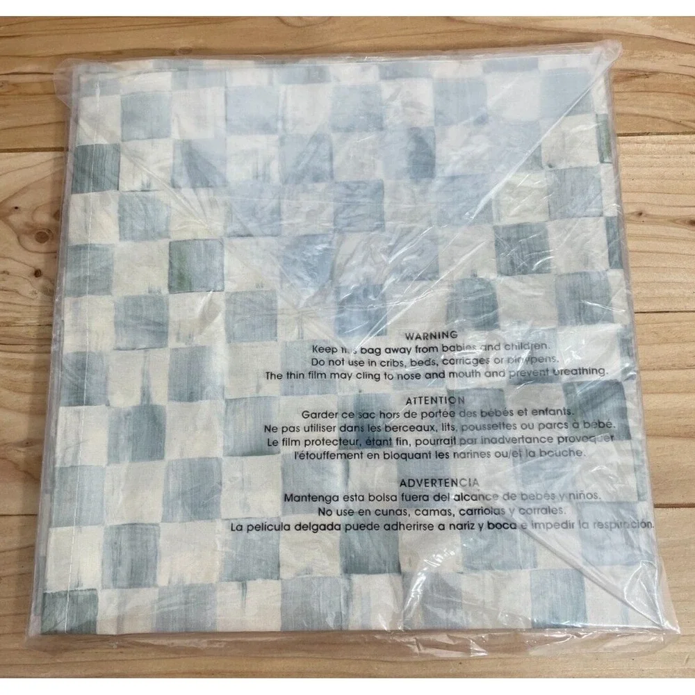 MacKenzie Childs Sterling Check Cotton Napkins 20x20 Gray Ivory Set of 4 New